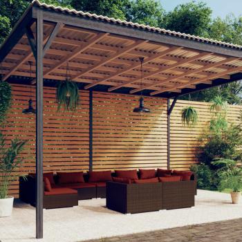 ARDEBO.de - 9-tlg. Garten-Lounge-Set mit Kissen Braun Poly Rattan