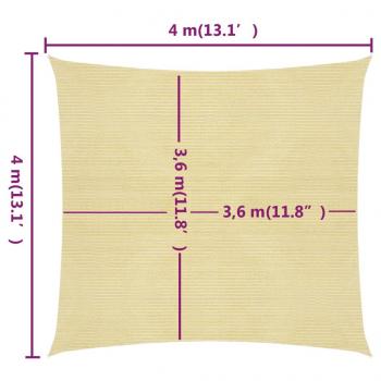 Sonnensegel 160 g/m² Beige 4x4 m HDPE