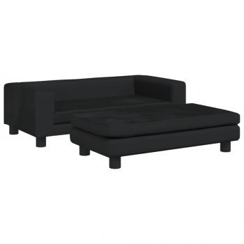 Hundebett mit Verlängerung Schwarz 100x50x30 cm Samt