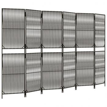 Paravent 6-tlg. Grau Poly Rattan