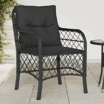 ARDEBO.de - Gartenstühle mit Kissen 2 Stk. Schwarz Poly Rattan