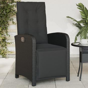 ARDEBO.de - Gartensessel mit Fußteil Verstellbar Schwarz Poly Rattan