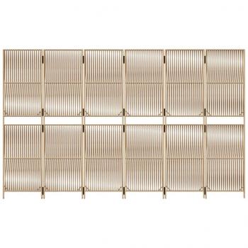 Paravent 6-tlg. Beige Poly Rattan