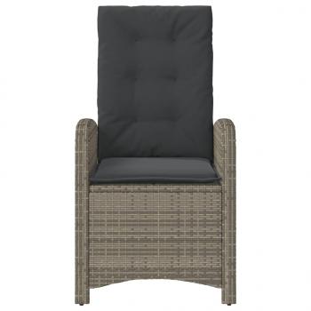 Gartensessel mit Kissen 2 Stk. Verstellbar Grau Poly Rattan