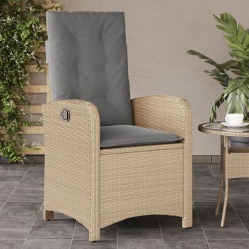 ARDEBO.de - Gartensessel mit Kissen Verstellbar Beigemischung Poly Rattan