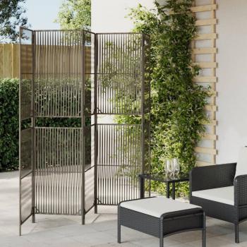 ARDEBO.de - Paravent 5-tlg. Grau Poly Rattan