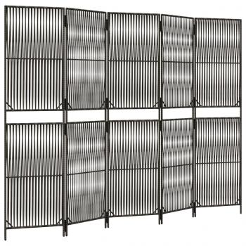 Paravent 5-tlg. Grau Poly Rattan