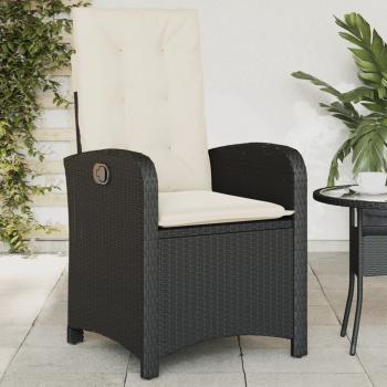 ARDEBO.de - Gartensessel Verstellbar mit Kissen Schwarz Poly Rattan