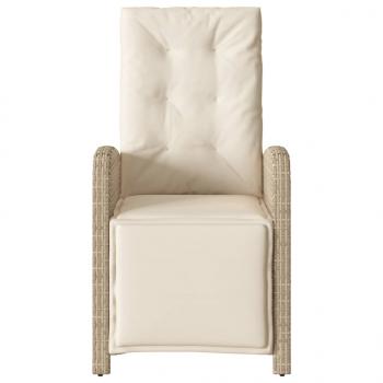 Gartensessel mit Fußteil Verstellbar Beige Poly Rattan