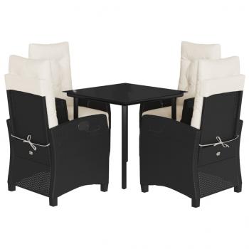 ARDEBO.de - 5-tlg. Garten-Essgruppe mit Kissen Schwarz Poly Rattan
