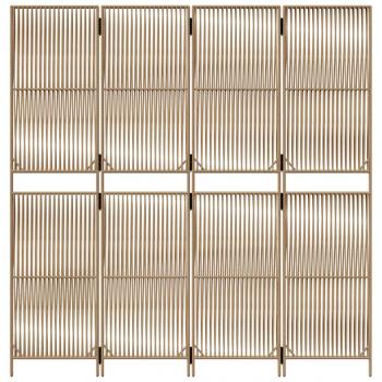 Paravent 4-tlg. Beige Poly Rattan
