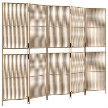 Paravent 5-tlg. Beige Poly Rattan