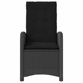 Gartensessel Verstellbar mit Kissen Schwarz Poly Rattan