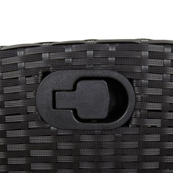 ARDEBO.de - 3-tlg. Garten-Essgruppe mit Kissen Schwarz Poly Rattan