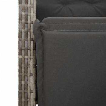 5-tlg. Garten-Essgruppe mit Kissen Grau Poly Rattan