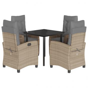 5-tlg. Garten-Essgruppe mit Kissen Beigemischung Poly Rattan