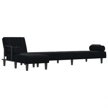 Schlafsofa in L-Form Schwarz 260x140x70 cm Samt