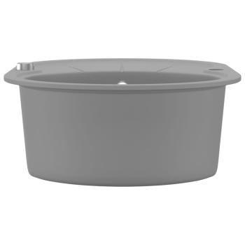 Granitspüle Einzelbecken Oval Grau 