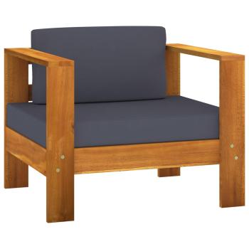 4-tlg. Garten-Lounge-Set Dunkelgraue Auflagen Massivholz Akazie