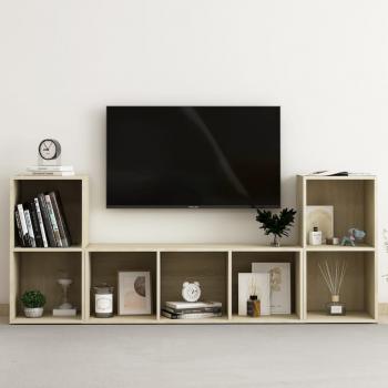ARDEBO.de - 3-tlg. TV-Schrank-Set Sonoma-Eiche Holzwerkstoff