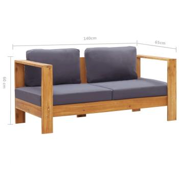 4-tlg. Garten-Lounge-Set mit Kissen Grau Massivholz Akazie