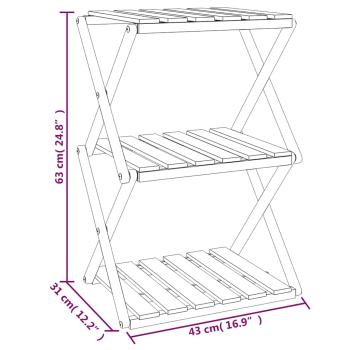 Klappregal 3 Böden Braun 43x31x63 cm Massivholz Akazie