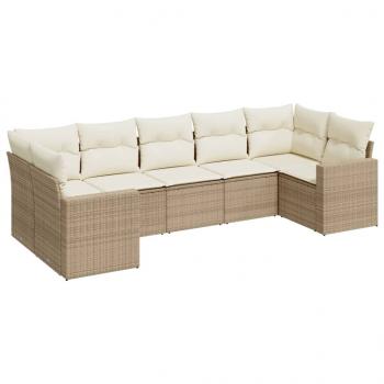 ARDEBO.de - 7-tlg. Garten-Sofagarnitur mit Kissen Beige Poly Rattan