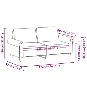 2-Sitzer-Sofa Hellgrau 140 cm Samt
