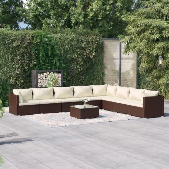 ARDEBO.de - 9-tlg. Garten-Lounge-Set mit Kissen Poly Rattan Braun