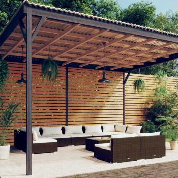 ARDEBO.de - 10-tlg. Garten-Lounge-Set mit Kissen Braun Poly Rattan