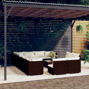 ARDEBO.de - 13-tlg. Garten-Lounge-Set mit Kissen Braun Poly Rattan