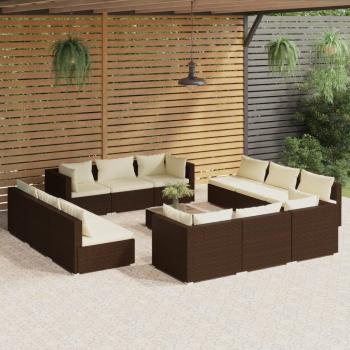 ARDEBO.de - 13-tlg. Garten-Lounge-Set mit Kissen Poly Rattan Braun