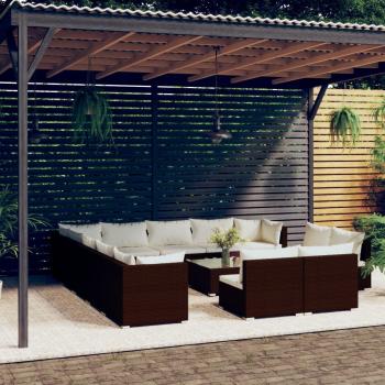 ARDEBO.de - 14-tlg. Garten-Lounge-Set mit Kissen Braun Poly Rattan