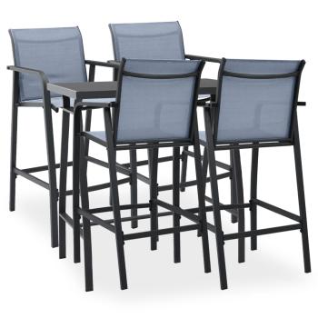 ARDEBO.de - 5-tlg. Gartenbar-Set Schwarz und Grau