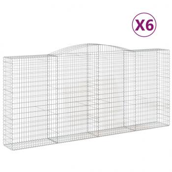 ARDEBO.de - Gabionen mit Hochbogen 6 Stk. 400x50x180/200cm Verzinktes Eisen