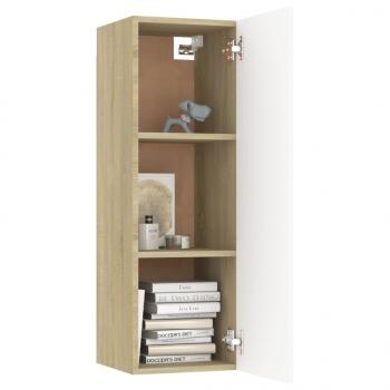 ARDEBO.de - TV-Schränke 2 Stk. Weiß Sonoma-Eiche 30,5x30x90cm Holzwerkstoff
