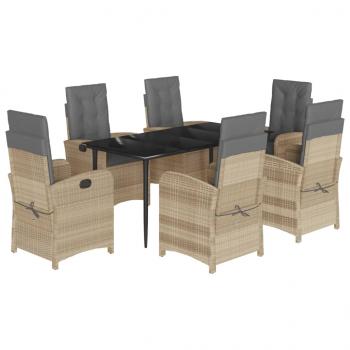 7-tlg. Garten-Essgruppe mit Kissen Beigemischung Poly Rattan
