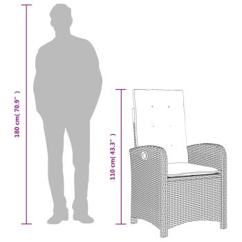 5-tlg. Garten-Essgruppe mit Kissen Braun Poly Rattan