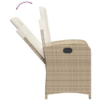 7-tlg. Garten-Essgruppe mit Kissen Beige Poly Rattan