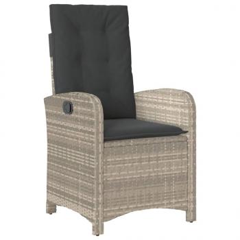 3-tlg. Garten-Essgruppe mit Kissen Hellgrau Poly Rattan