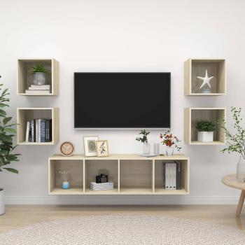 ARDEBO.de - 5-tlg. TV-Schrank-Set Sonoma-Eiche Holzwerkstoff