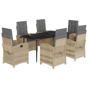 7-tlg. Garten-Essgruppe mit Kissen Beigemischung Poly Rattan