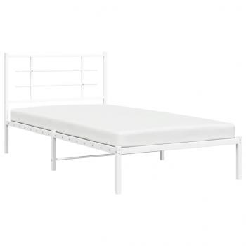 Bettgestell mit Kopfteil Metall Weiß 100x200 cm
