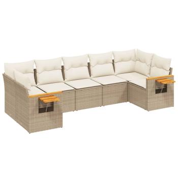ARDEBO.de - 7-tlg. Garten-Sofagarnitur mit Kissen Beige Poly Rattan