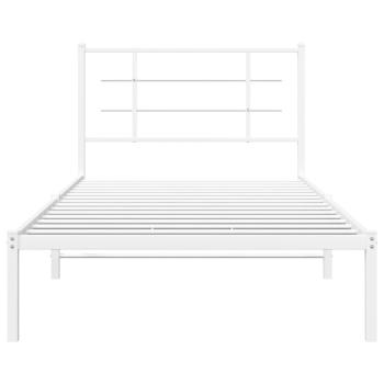 Bettgestell mit Kopfteil Metall Weiß 107x203 cm