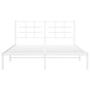 Bettgestell mit Kopfteil Metall Weiß 150x200 cm