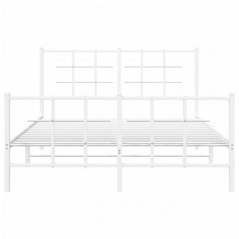 Bettgestell mit Kopf- und Fußteil Metall Weiß 135x190 cm