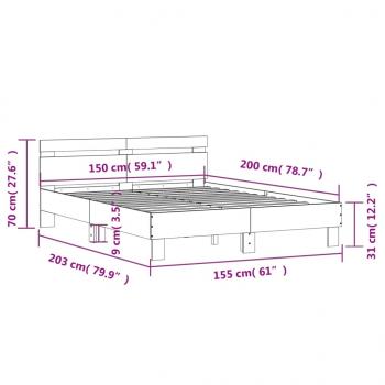Bettgestell mit Kopfteil Sonoma-Eiche 150x200 cm Holzwerkstoff