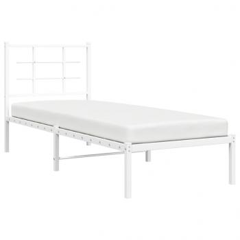 Bettgestell mit Kopfteil Metall Weiß 75x190 cm