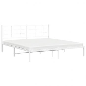 Bettgestell mit Kopfteil Metall Weiß 180x200 cm